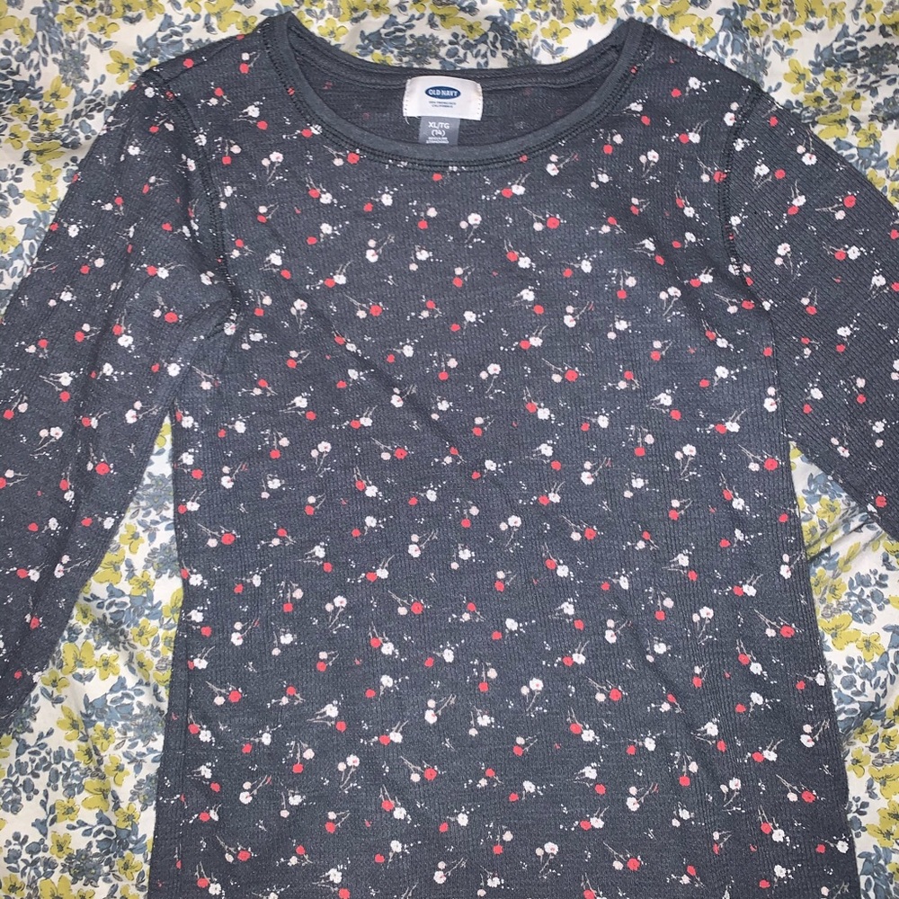 Old Navy Girls Floral Textured Long Sleeve Shirt